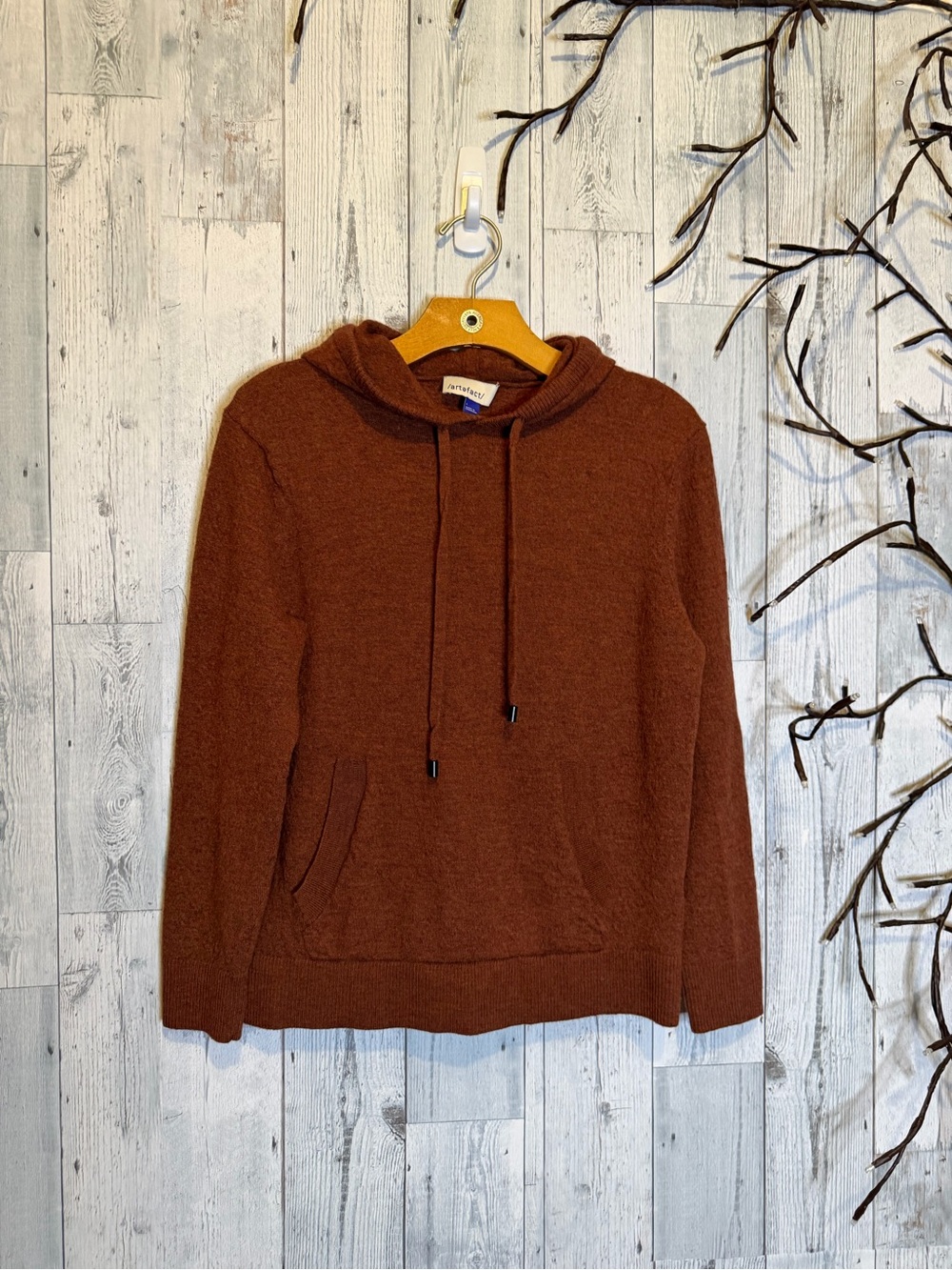 Cozy Crewneck Hoodie Sweater in Deep Brown